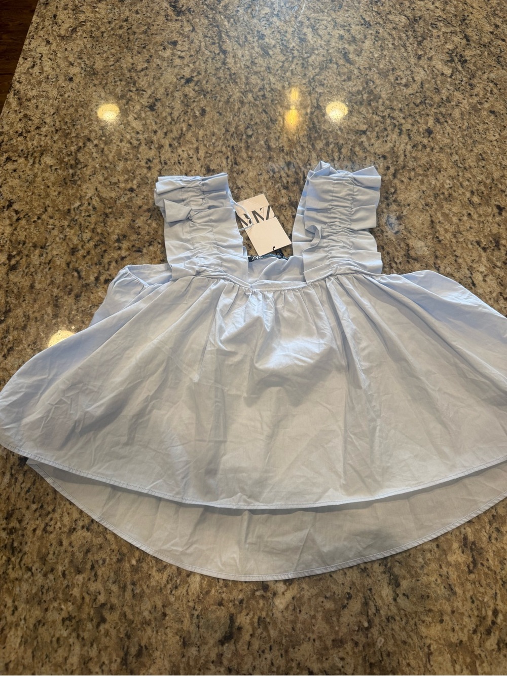 NWT SzS Zara Powder Blue Ruffled Strap Top